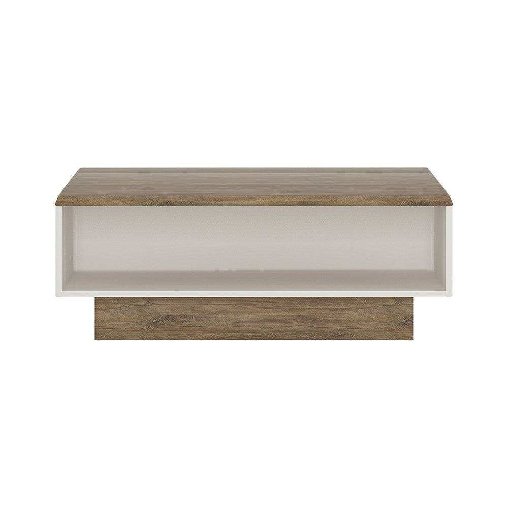 Toledo Wide Coffee Table With Shelf In White Gloss & Oak - Price Crash Furniture