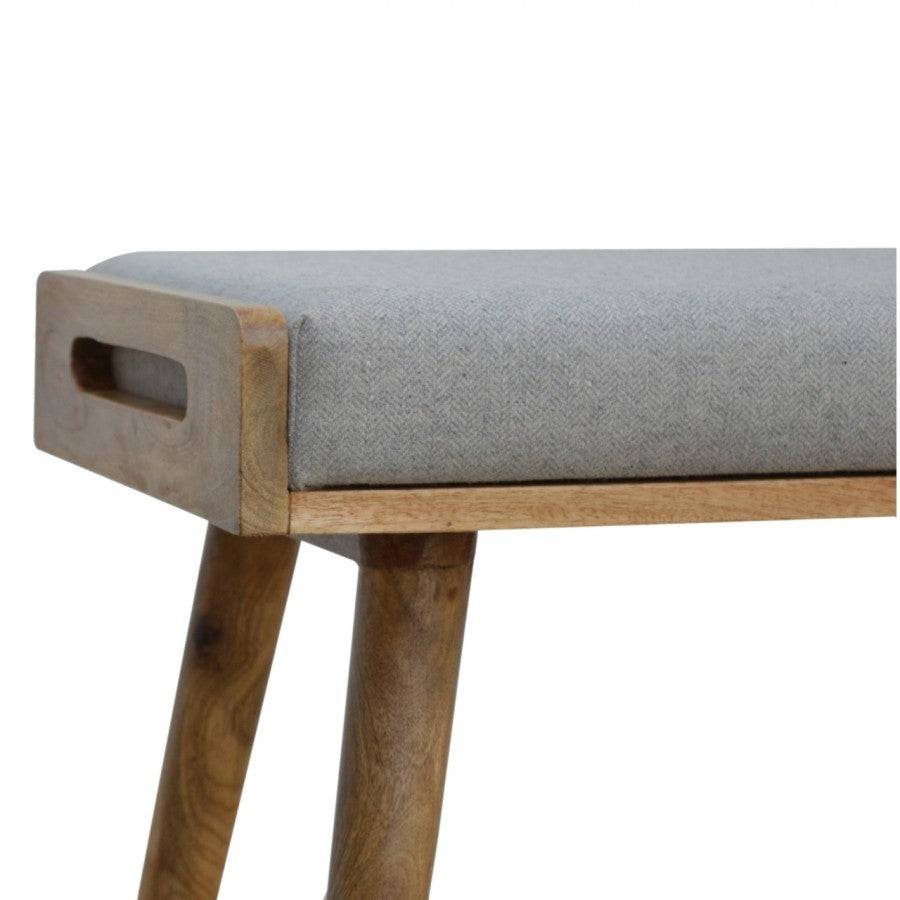 Tray Style Grey Tweed Footstool - Price Crash Furniture