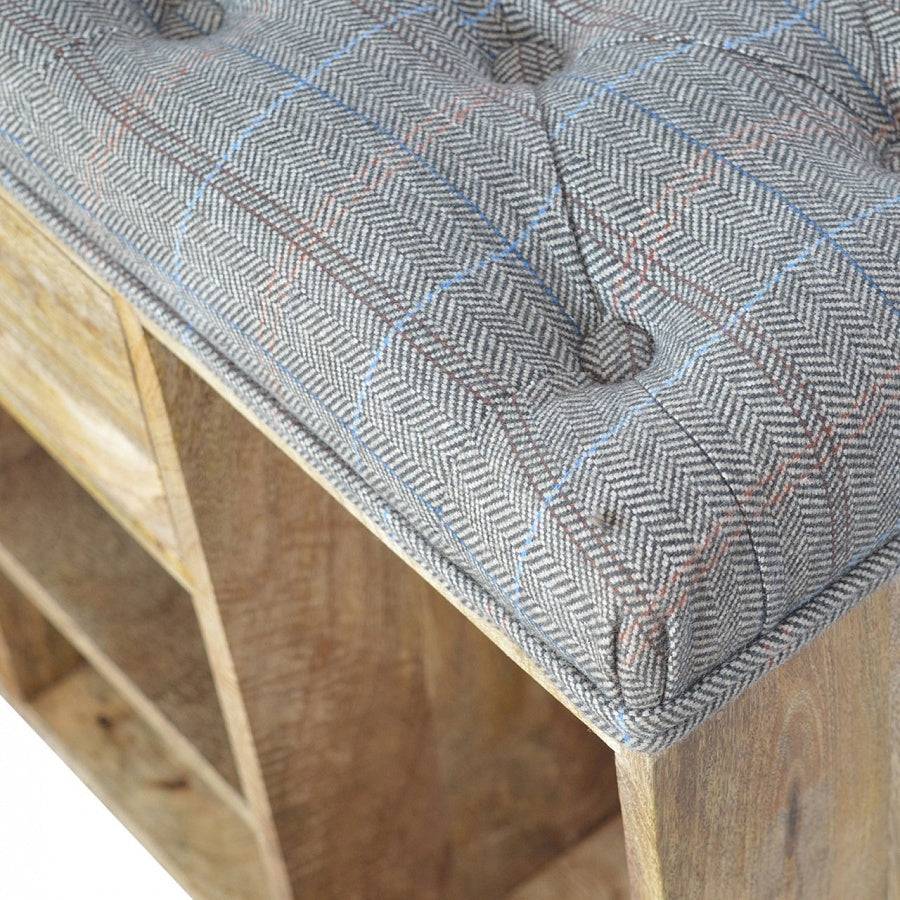 Upholstered Multi Tweed Shoe Storage Bench - Price Crash Furniture