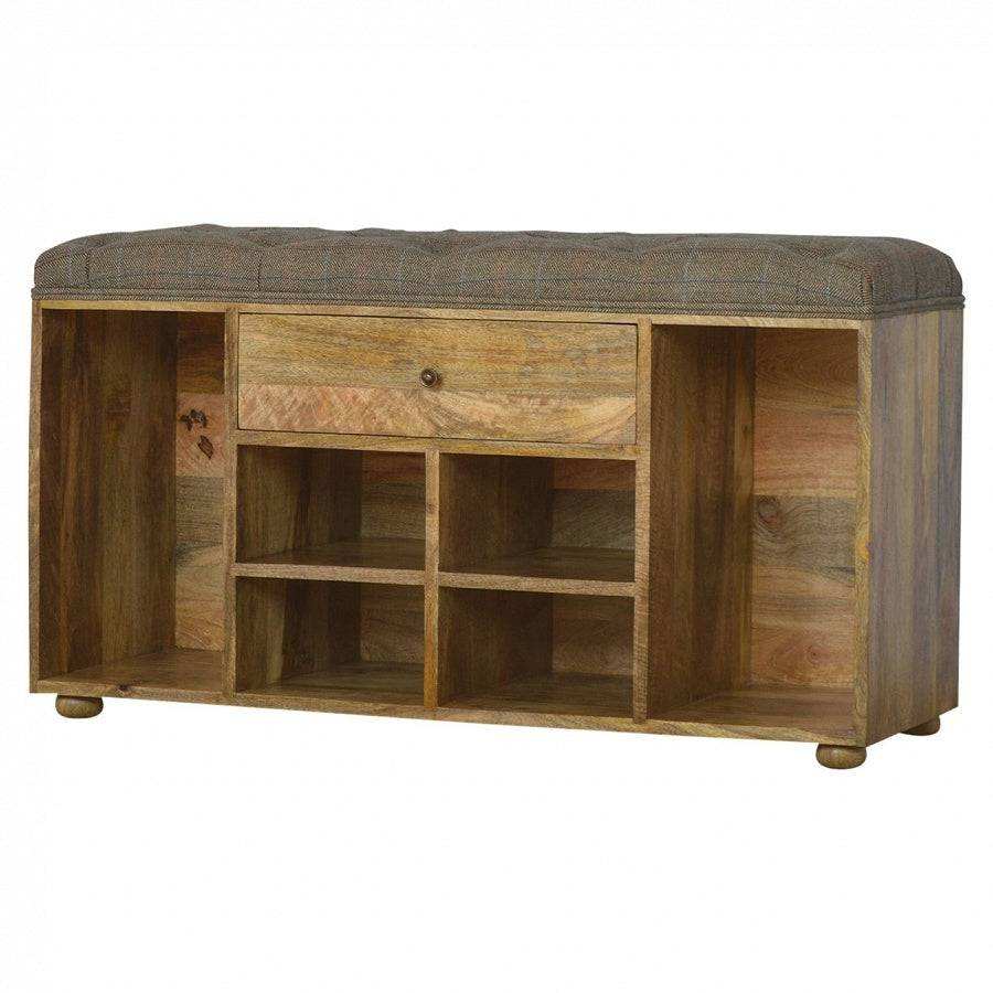 Upholstered Multi Tweed Shoe Storage Bench - Price Crash Furniture