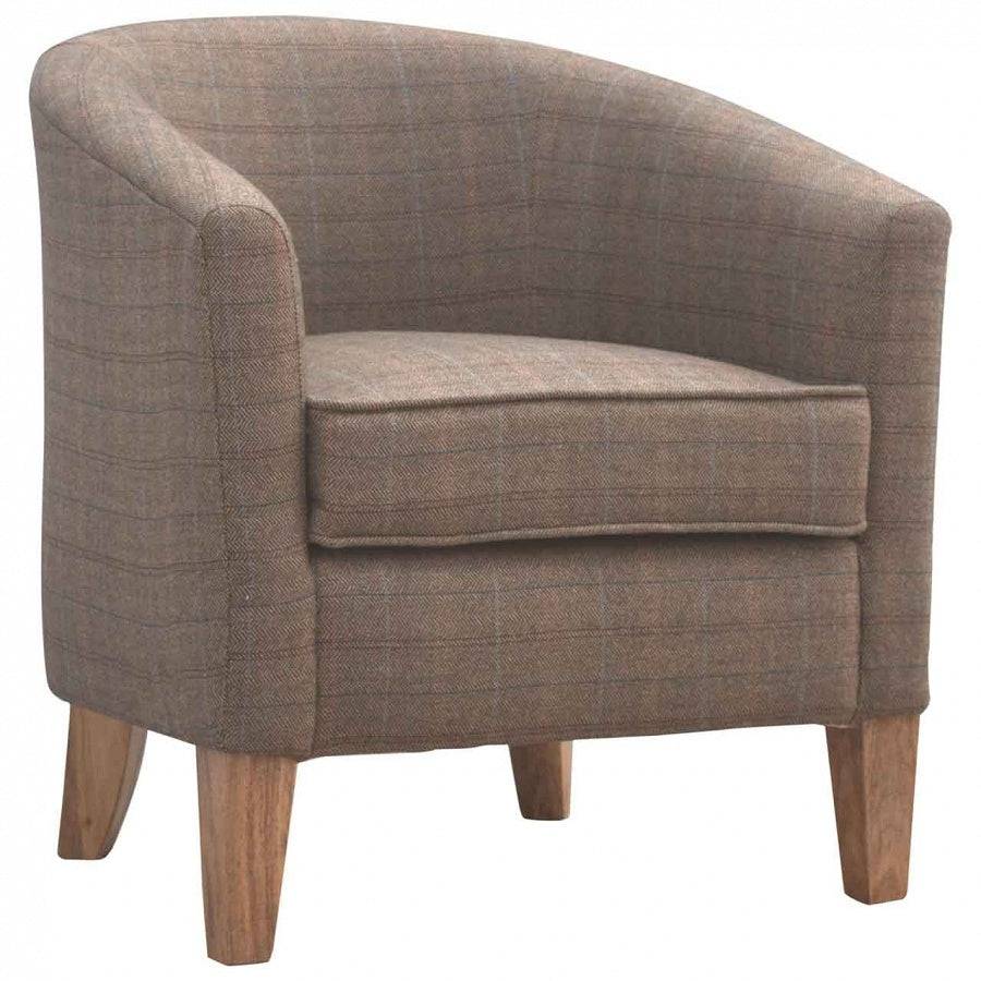 Upholstered Tweed Tub Chair - Price Crash Furniture