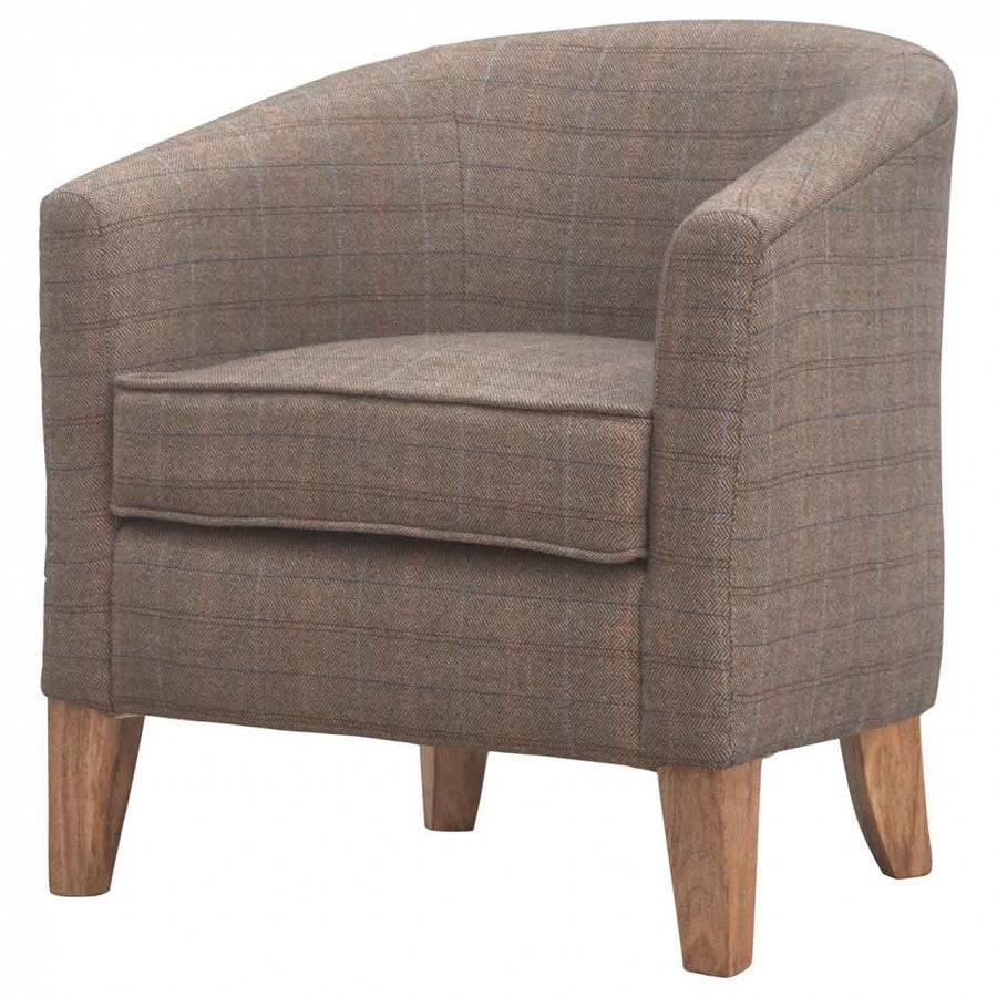 Upholstered Tweed Tub Chair - Price Crash Furniture