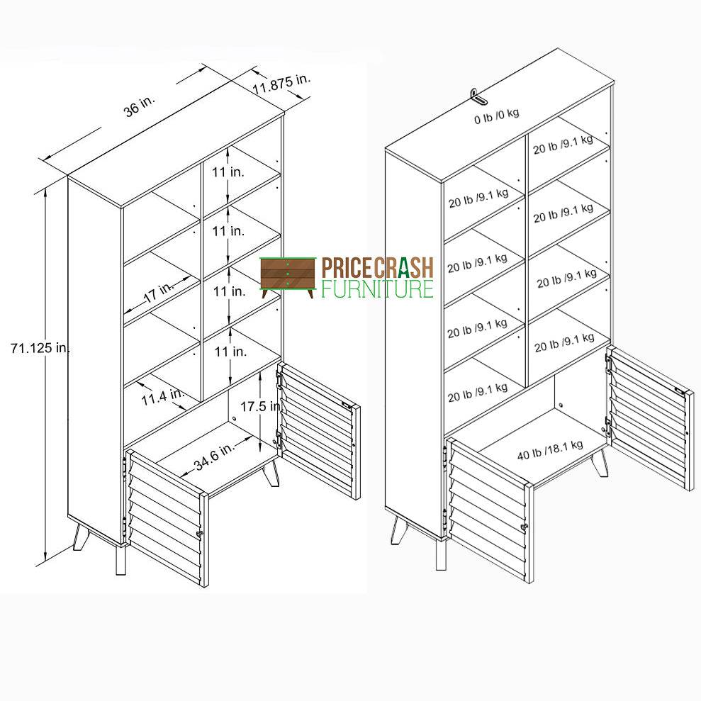 Vaughn 8 shelf 2 door Bookcase in Grey Oak by Dorel - Price Crash Furniture