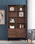 Vaughn 8 shelf 2 door Bookcase in Walnut by Dorel - Price Crash Furniture