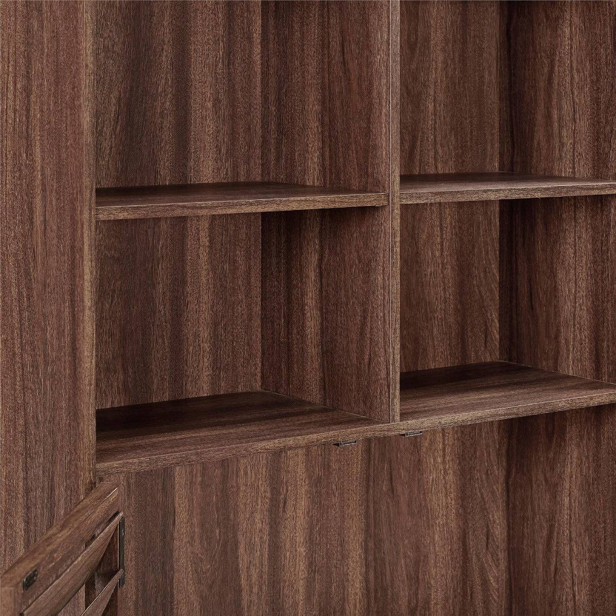 Vaughn 8 shelf 2 door Bookcase in Walnut by Dorel - Price Crash Furniture