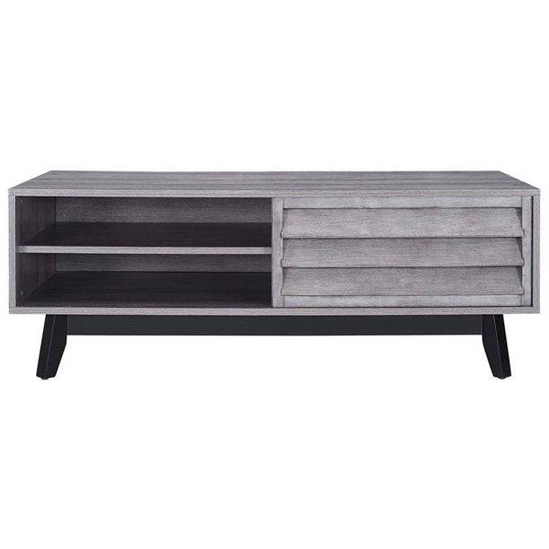 Vaughn Coffee Table with Sliding Doors in Grey Oak by Dorel - Price Crash Furniture