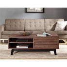 Vaughn Coffee Table with Sliding Doors in Walnut by Dorel - Price Crash Furniture