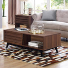 Vaughn Coffee Table with Sliding Doors in Walnut by Dorel - Price Crash Furniture