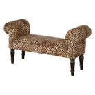 Velvet Bench with Turned Feet in Leopard Print - Price Crash Furniture