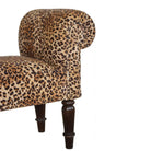 Velvet Bench with Turned Feet in Leopard Print - Price Crash Furniture