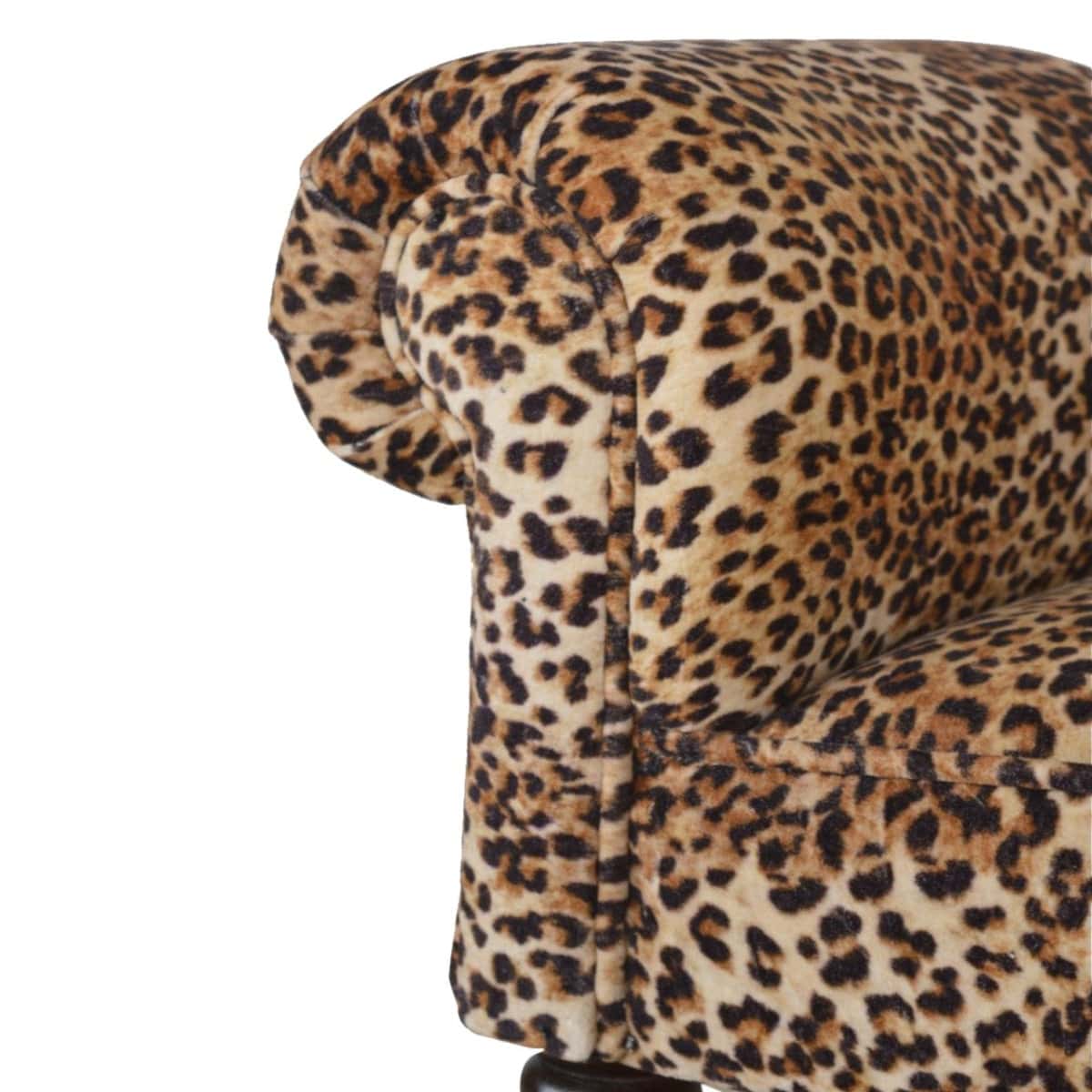 Velvet Bench with Turned Feet in Leopard Print - Price Crash Furniture