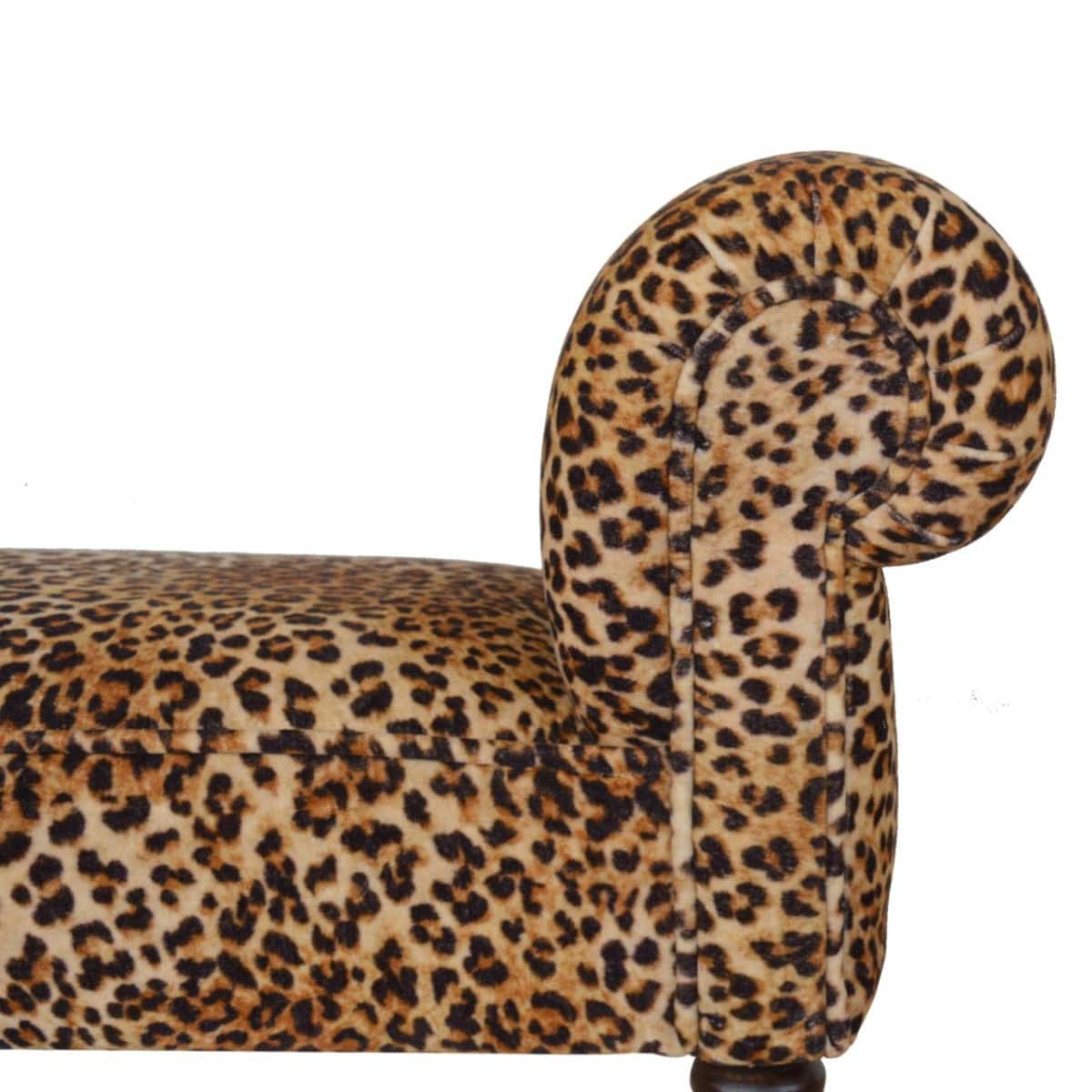 Velvet Bench with Turned Feet in Leopard Print - Price Crash Furniture