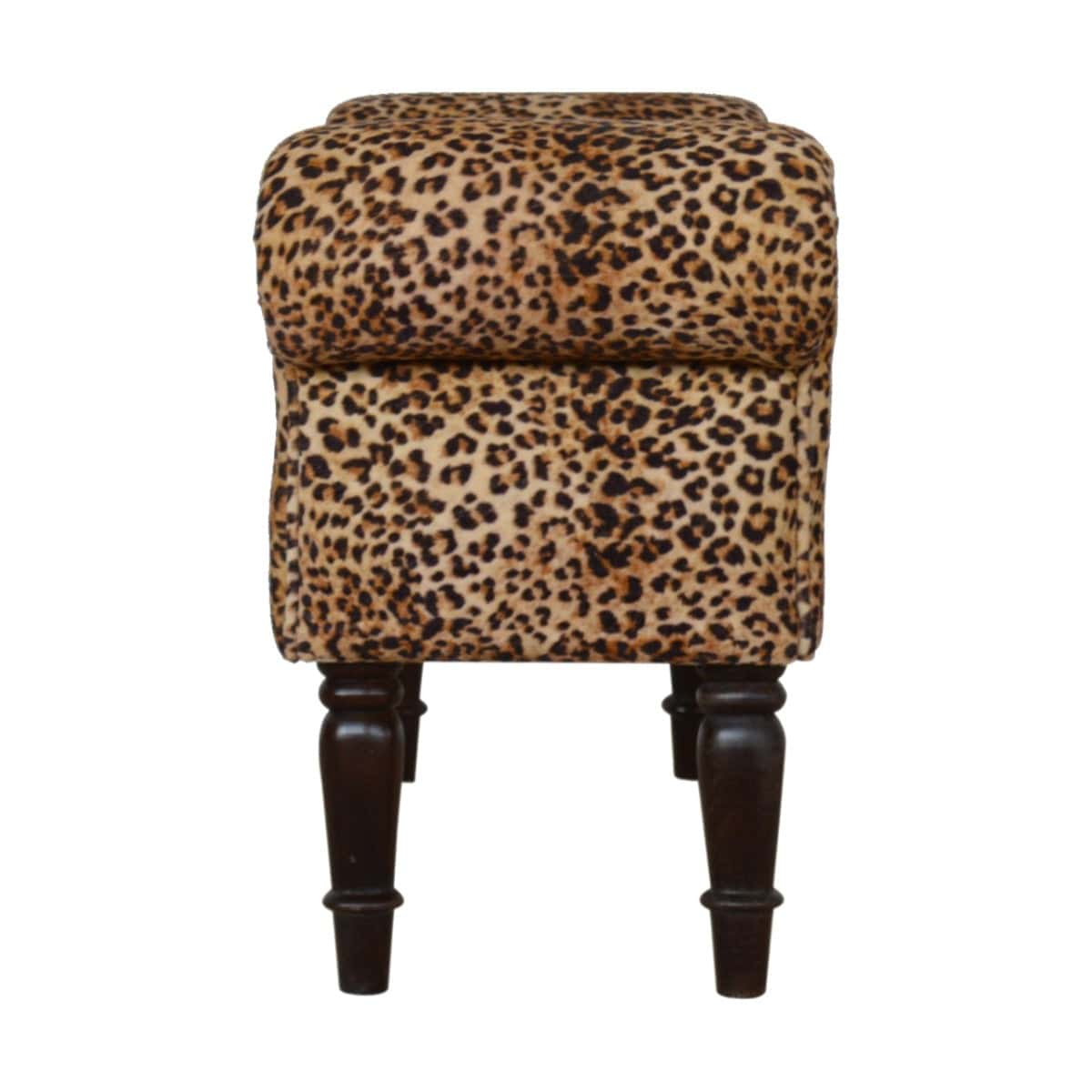 Velvet Bench with Turned Feet in Leopard Print - Price Crash Furniture