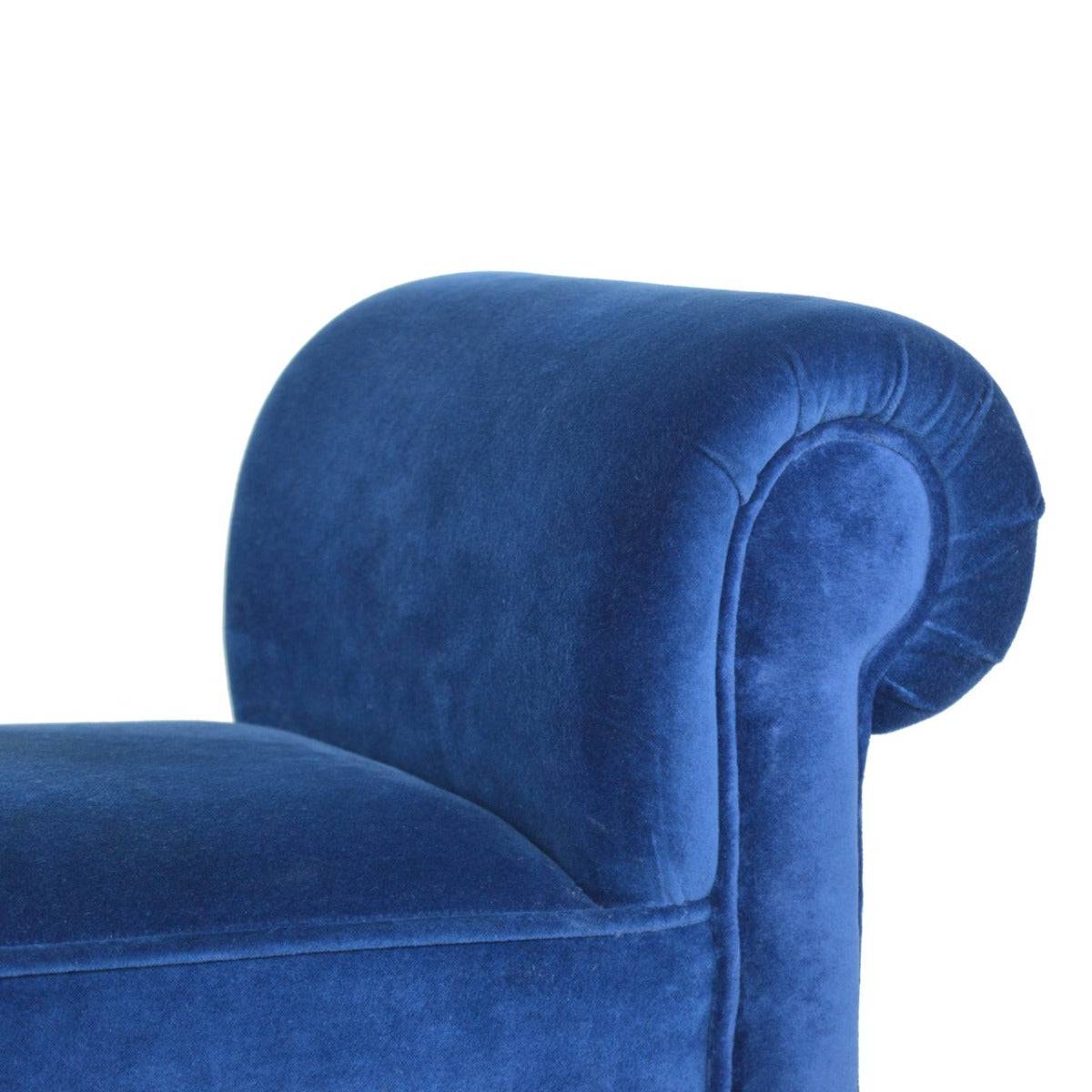 Velvet Bench with Turned Feet in Royal Blue - Price Crash Furniture