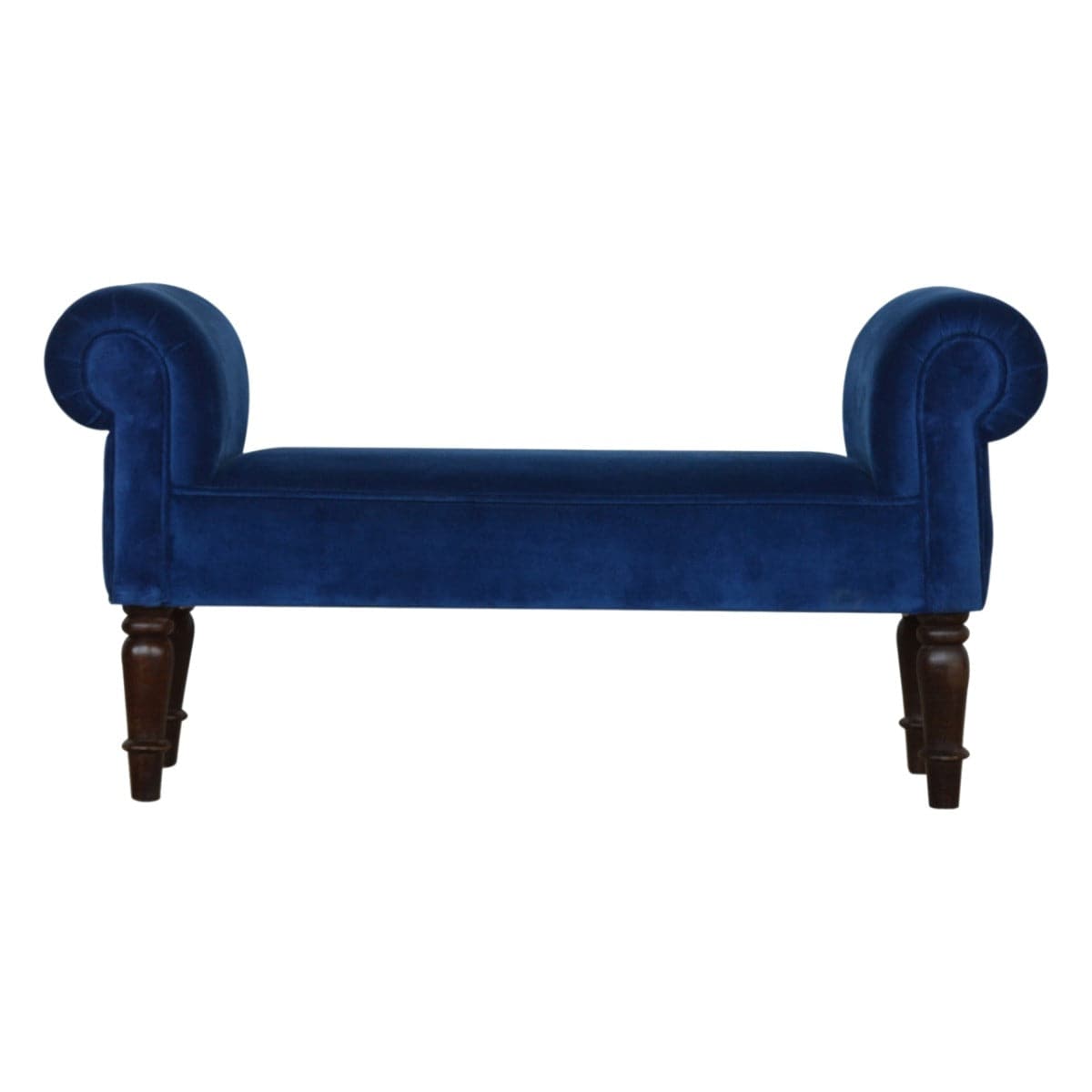 Velvet Bench with Turned Feet in Royal Blue - Price Crash Furniture