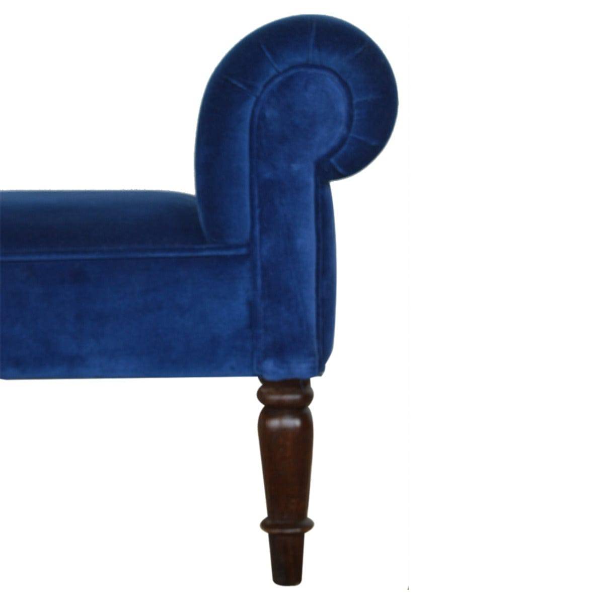 Velvet Bench with Turned Feet in Royal Blue - Price Crash Furniture