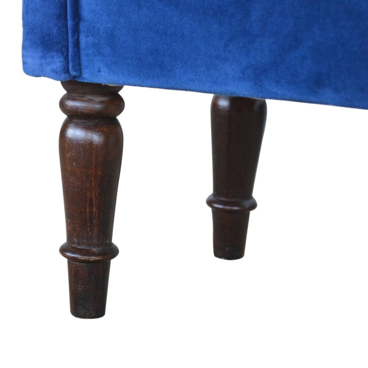 Velvet Bench with Turned Feet in Royal Blue - Price Crash Furniture