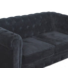 Velvet Chesterfield Sofa in Black - Price Crash Furniture