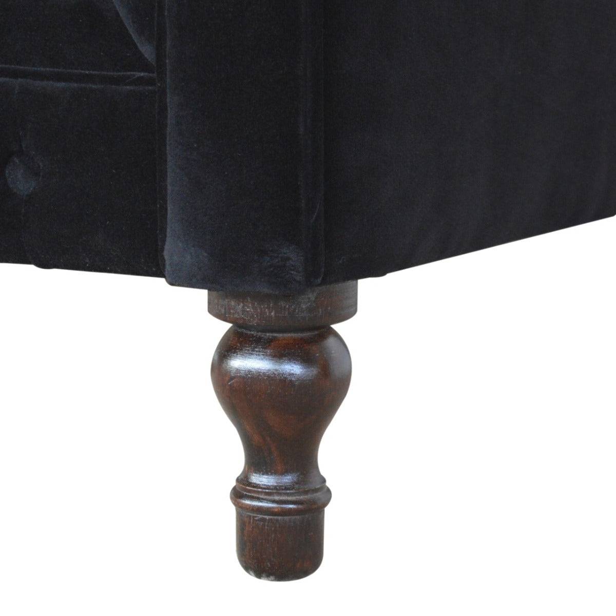 Velvet Chesterfield Sofa in Black - Price Crash Furniture