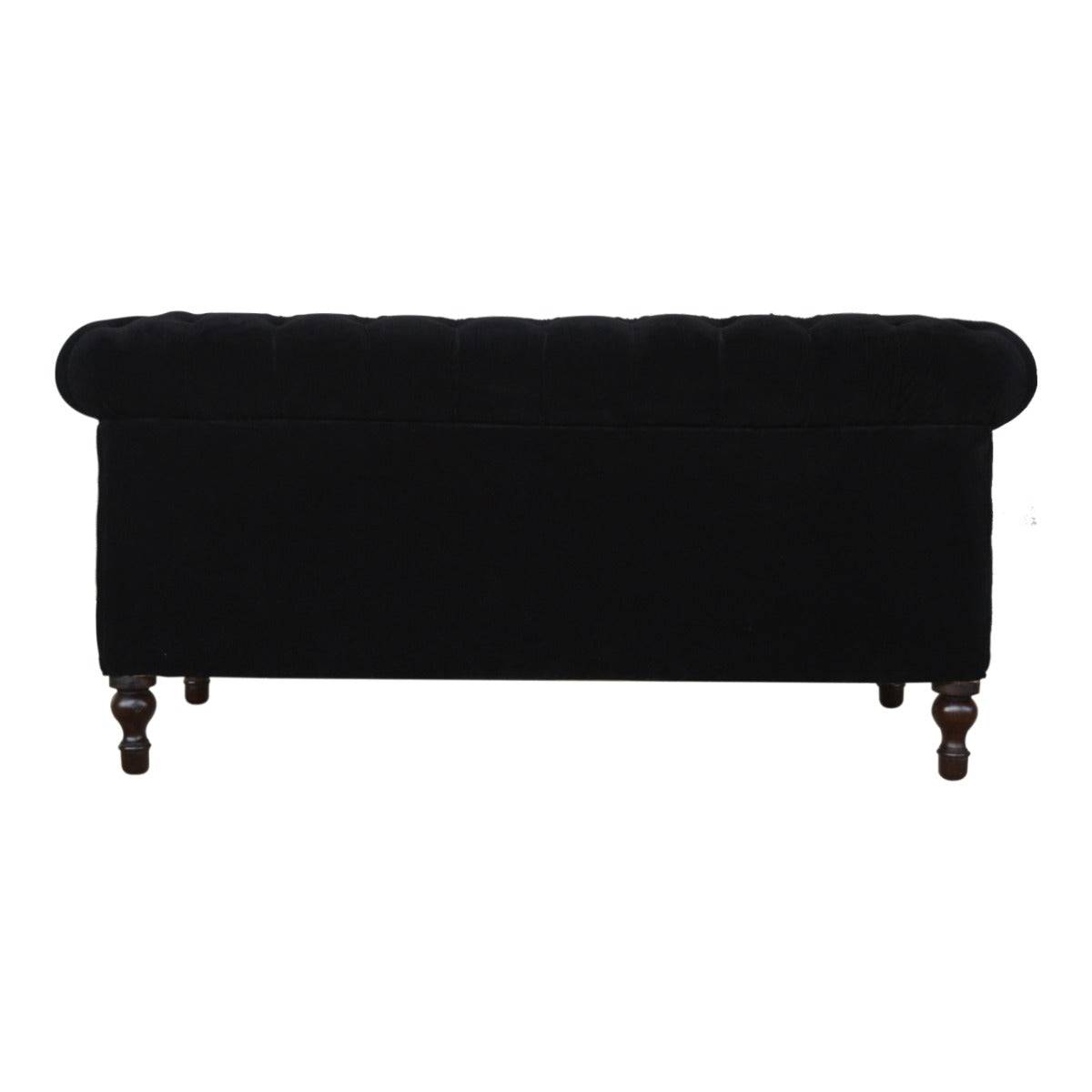 Velvet Chesterfield Sofa in Black - Price Crash Furniture