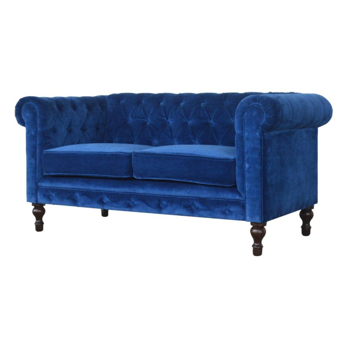 Velvet Chesterfield Sofa in Royal Blue - Price Crash Furniture