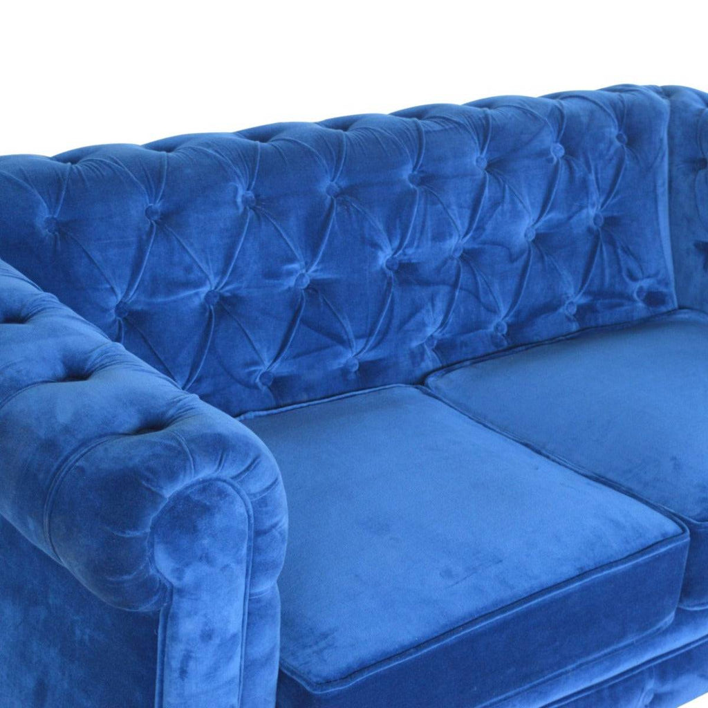 Velvet Chesterfield Sofa in Royal Blue - Price Crash Furniture