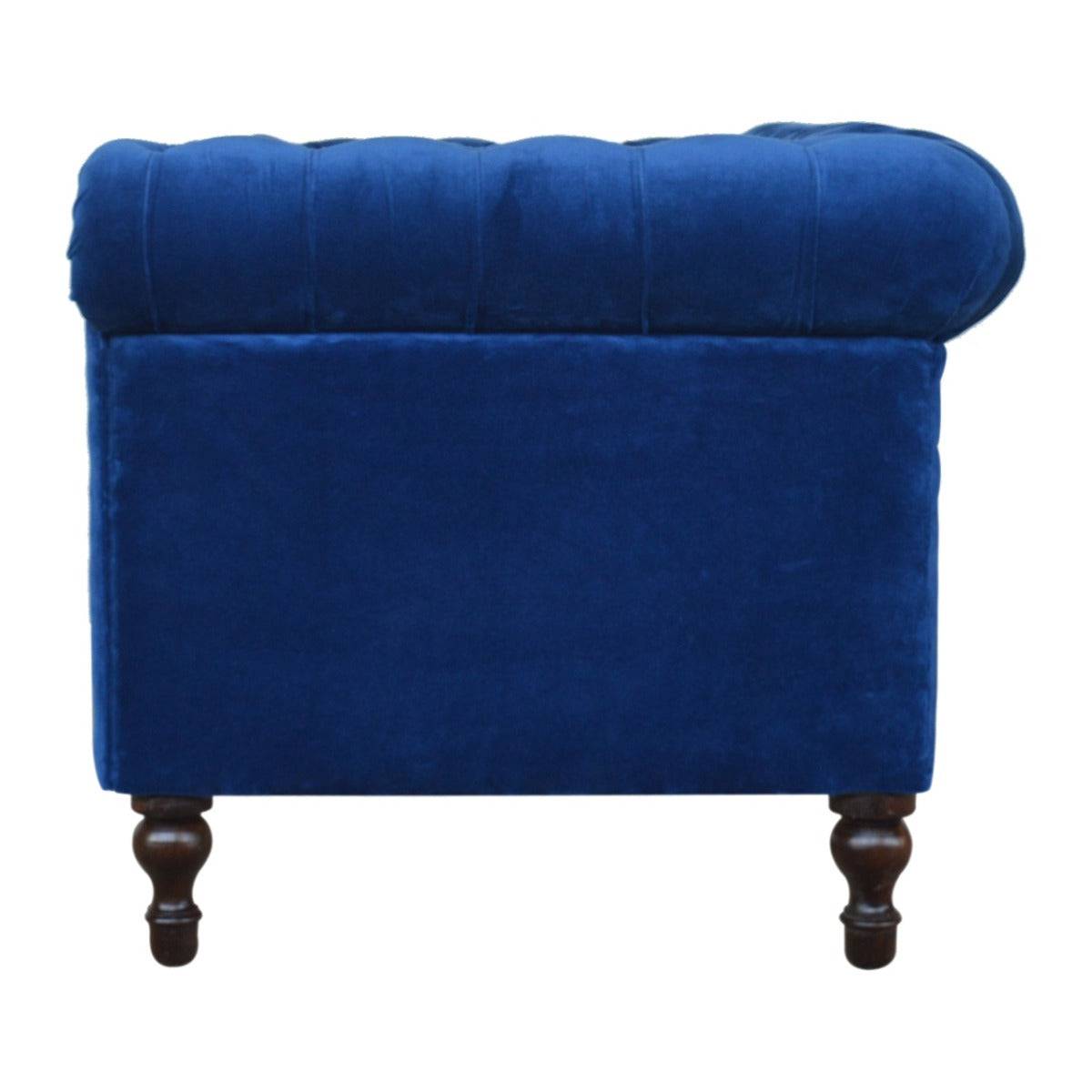 Velvet Chesterfield Sofa in Royal Blue - Price Crash Furniture