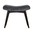 Velvet Curved Bench Seat in Grey & Walnut-effect Mango Wood - Price Crash Furniture