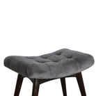 Velvet Curved Bench Seat in Grey & Walnut-effect Mango Wood - Price Crash Furniture