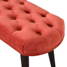 Velvet Deep Button Bench Seat in Brick Red Rust & Walnut - Price Crash Furniture