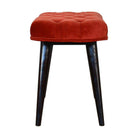 Velvet Deep Button Bench Seat in Brick Red Rust & Walnut - Price Crash Furniture