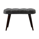 Velvet Deep Button Bench Seat in Grey & Walnut - Price Crash Furniture