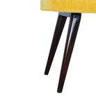 Velvet Deep Button Bench Seat in Mustard Yellow & Walnut - Price Crash Furniture