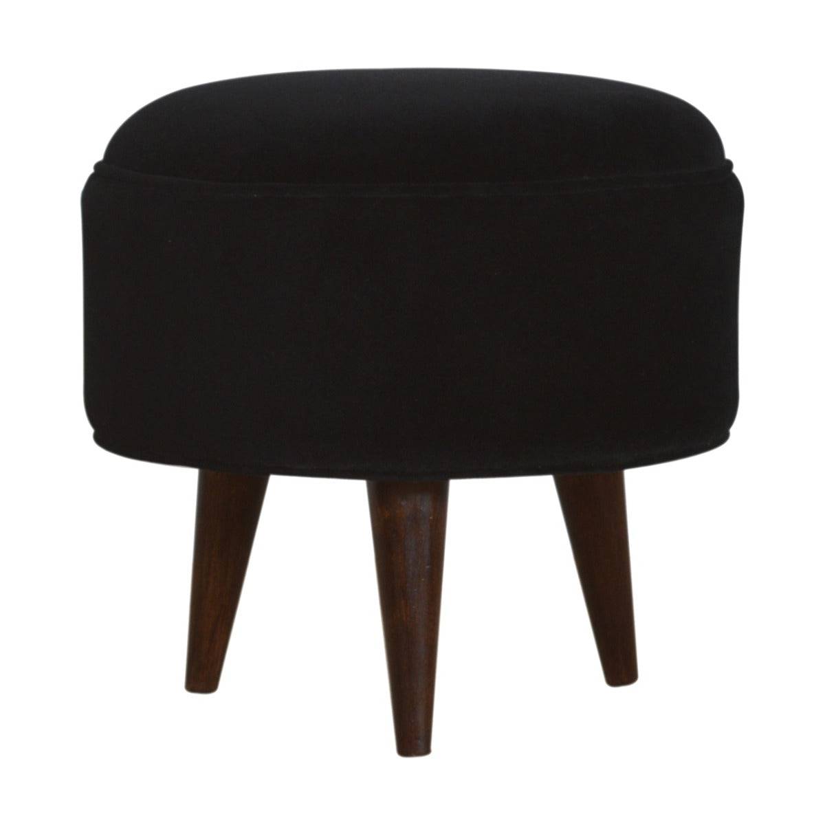 Velvet Nordic Style Footstool in Black - Price Crash Furniture