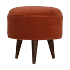 Velvet Nordic Style Footstool in Brick Red - Price Crash Furniture