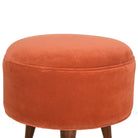 Velvet Nordic Style Footstool in Brick Red - Price Crash Furniture