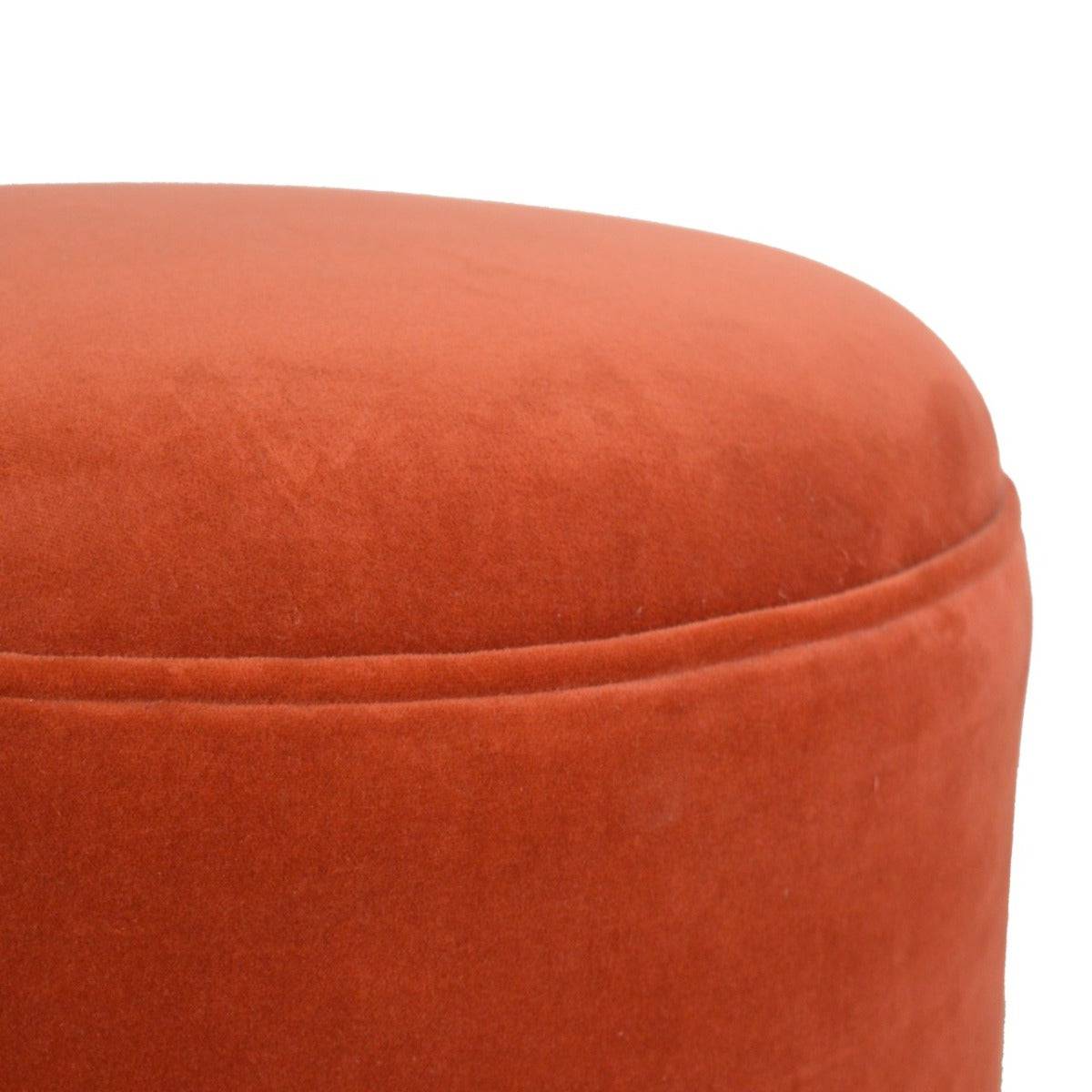 Velvet Nordic Style Footstool in Brick Red - Price Crash Furniture