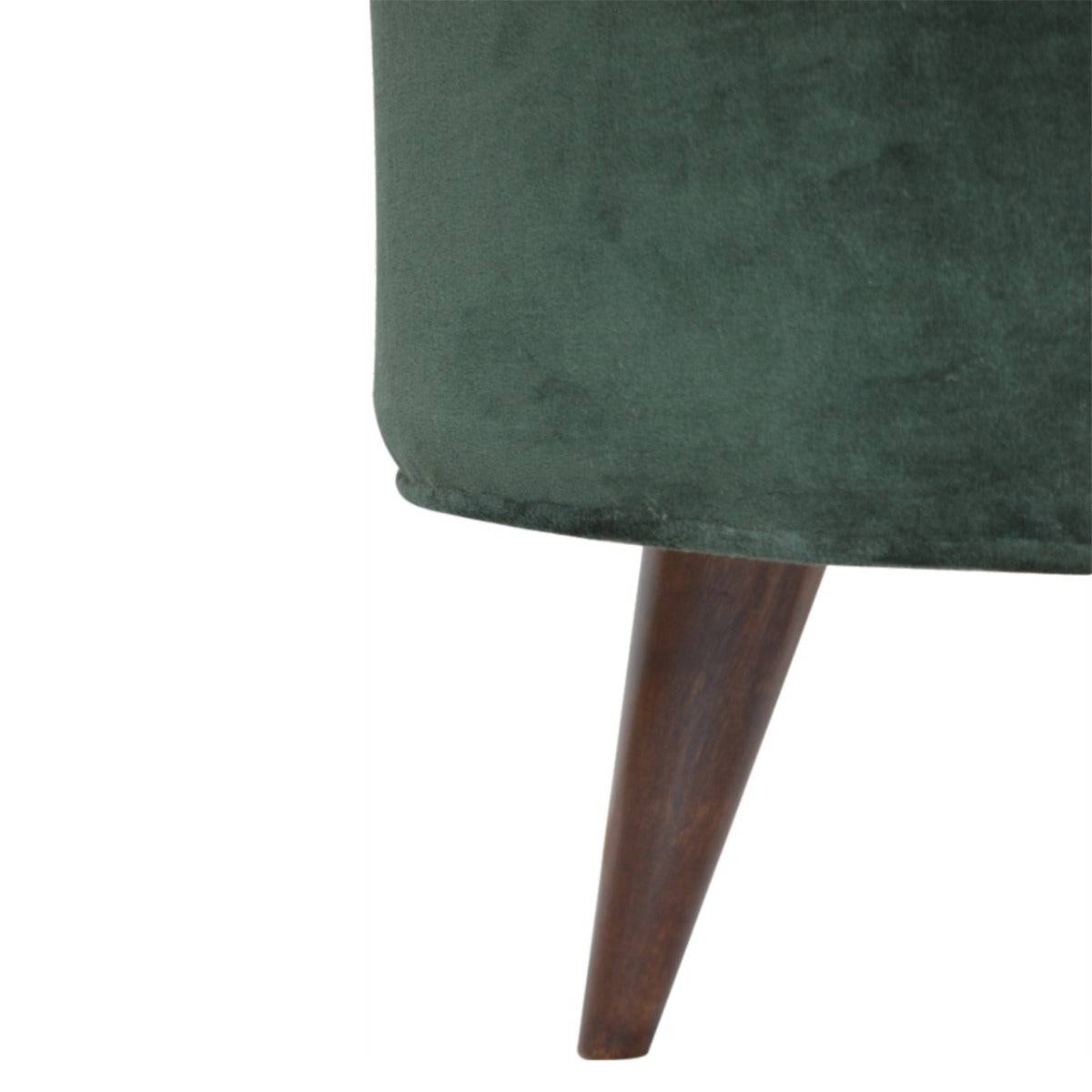 Velvet Nordic Style Footstool in Emerald Green - Price Crash Furniture