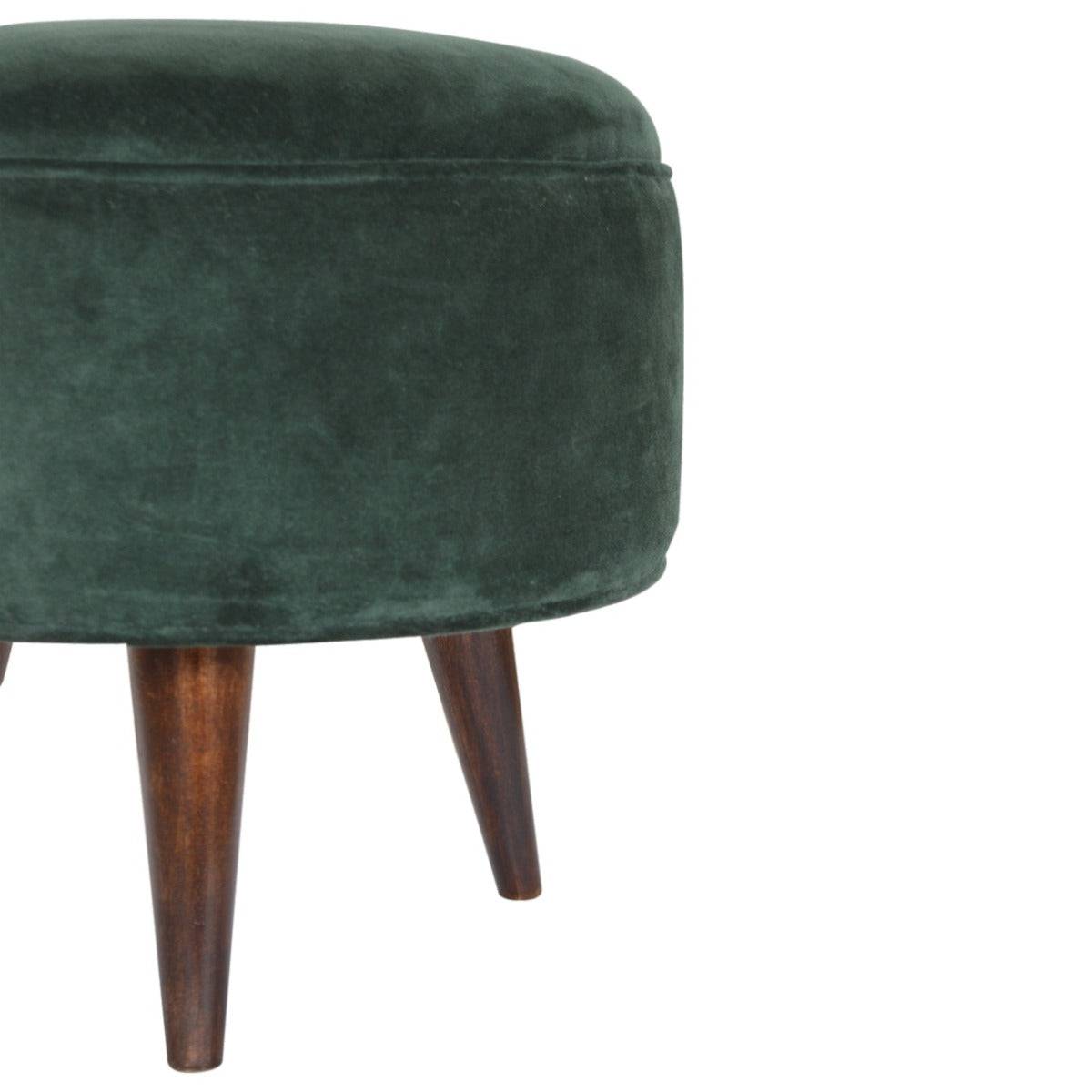 Velvet Nordic Style Footstool in Emerald Green - Price Crash Furniture