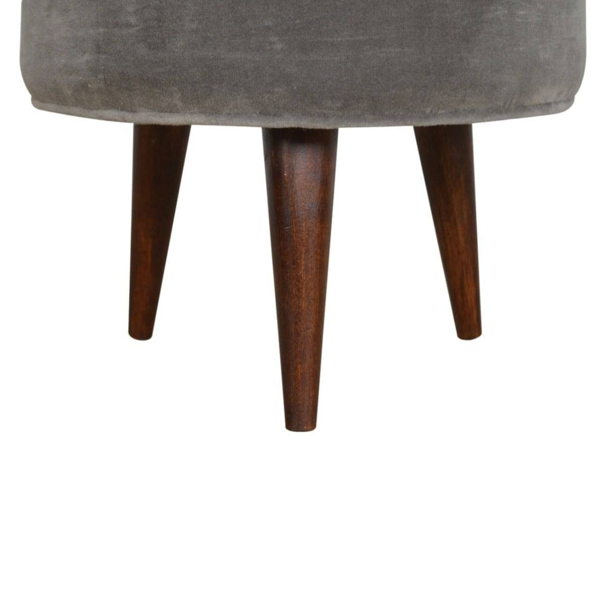 Velvet Nordic Style Footstool in Grey - Price Crash Furniture