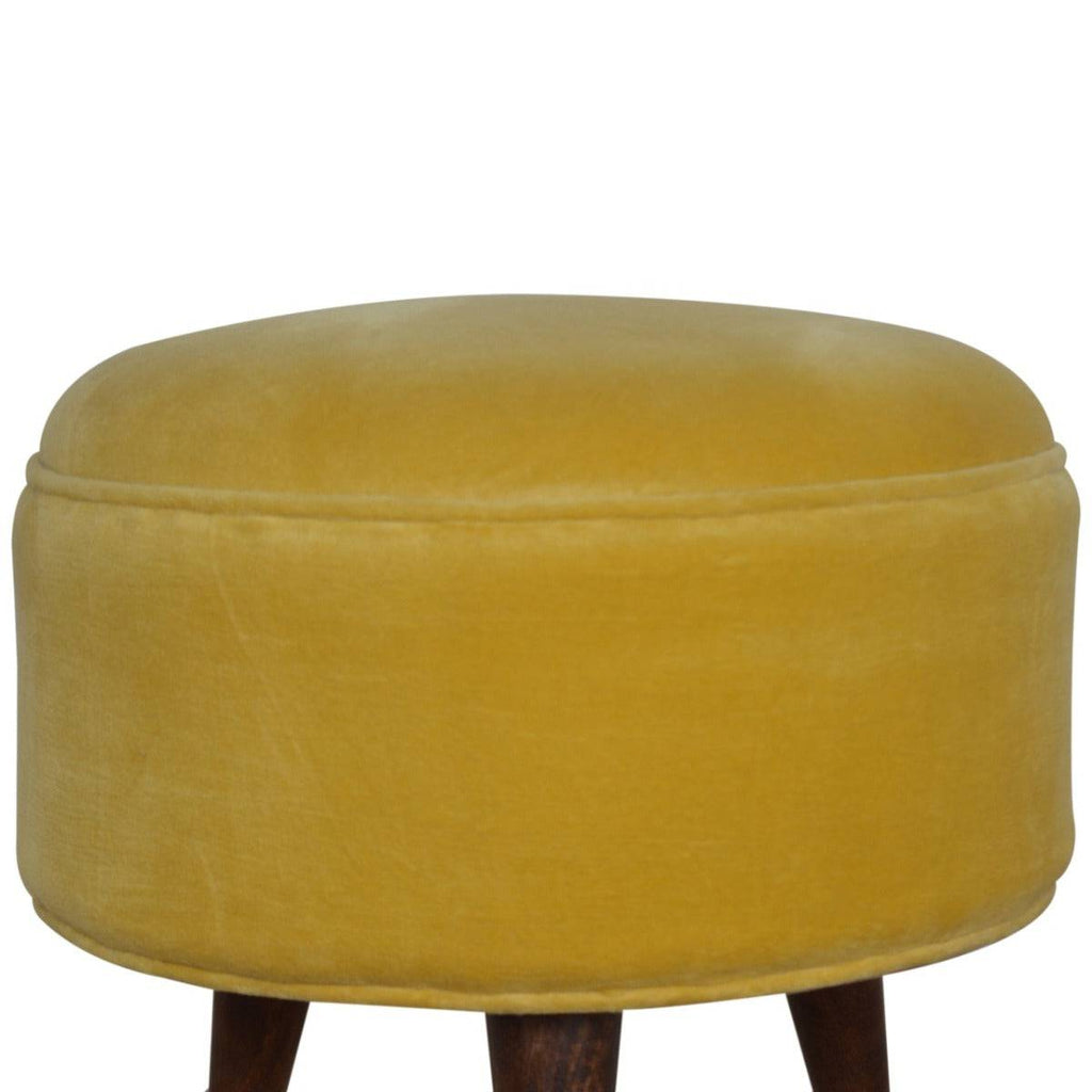 Velvet Nordic Style Footstool in Mustard Yellow - Price Crash Furniture