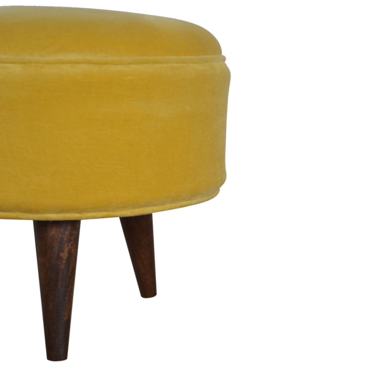 Velvet Nordic Style Footstool in Mustard Yellow - Price Crash Furniture