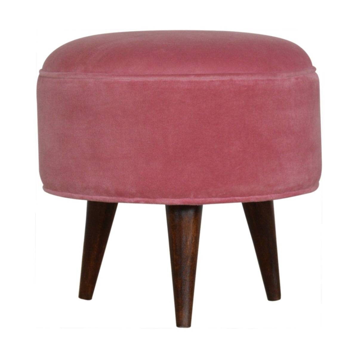 Velvet Nordic Style Footstool in Pink - Price Crash Furniture