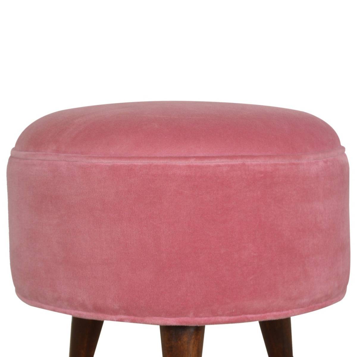 Velvet Nordic Style Footstool in Pink - Price Crash Furniture