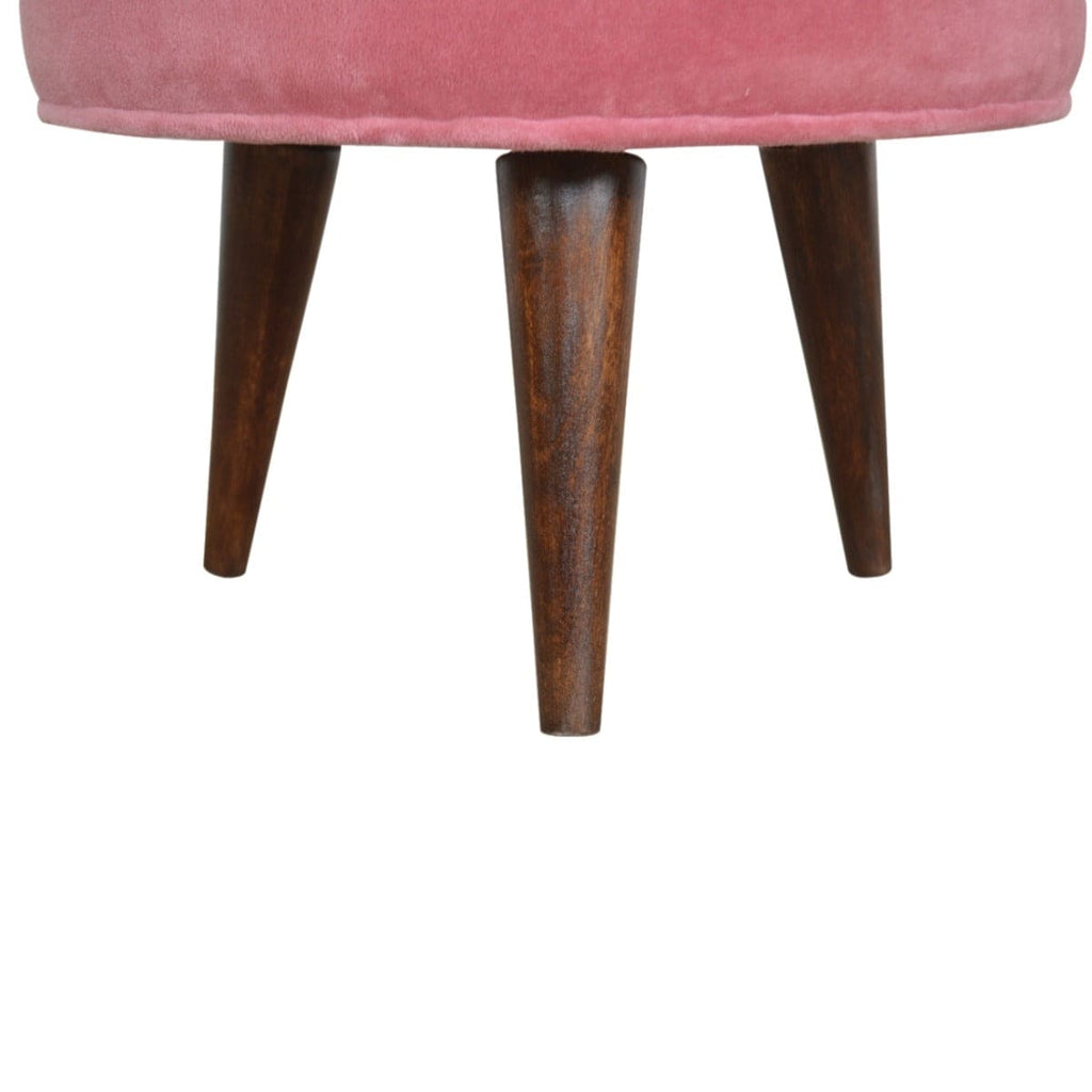 Velvet Nordic Style Footstool in Pink - Price Crash Furniture