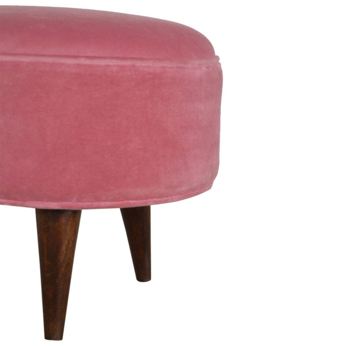 Velvet Nordic Style Footstool in Pink - Price Crash Furniture