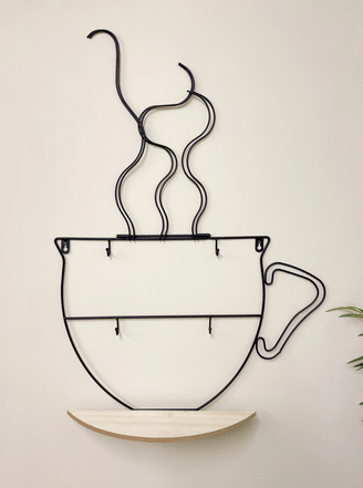 Wall Mounted Wire Cup Hanger Wall Shelf - Price Crash Furniture