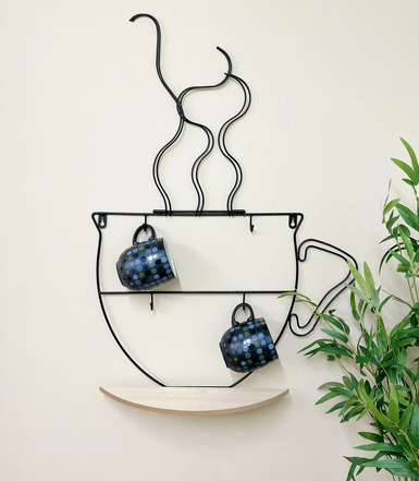 Wall Mounted Wire Cup Hanger Wall Shelf - Price Crash Furniture