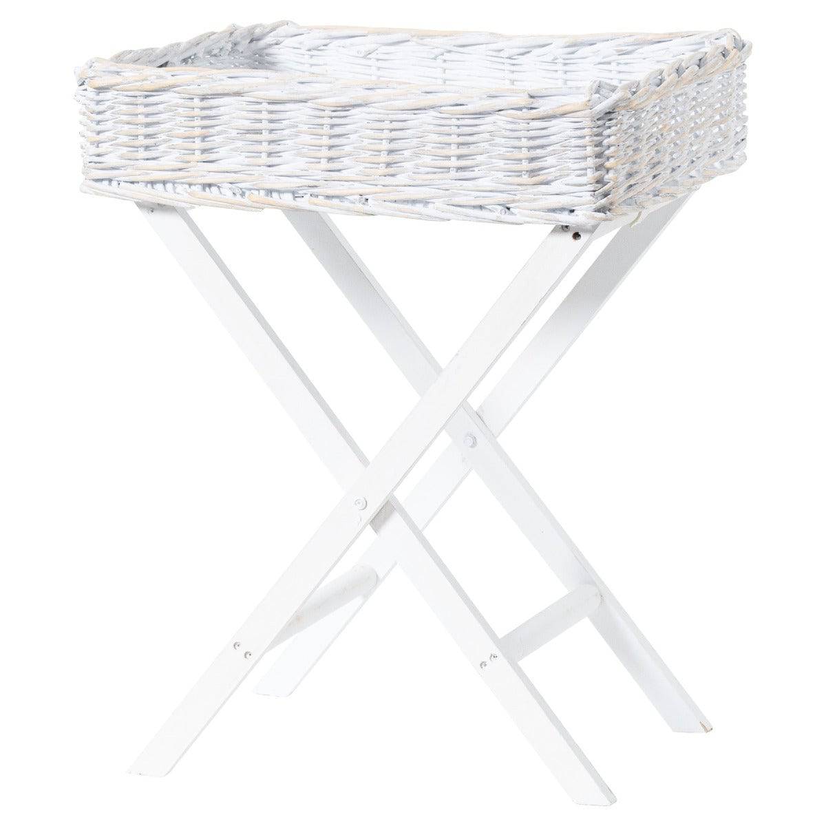 White Wash Wicker Basket Butler Tray - Price Crash Furniture