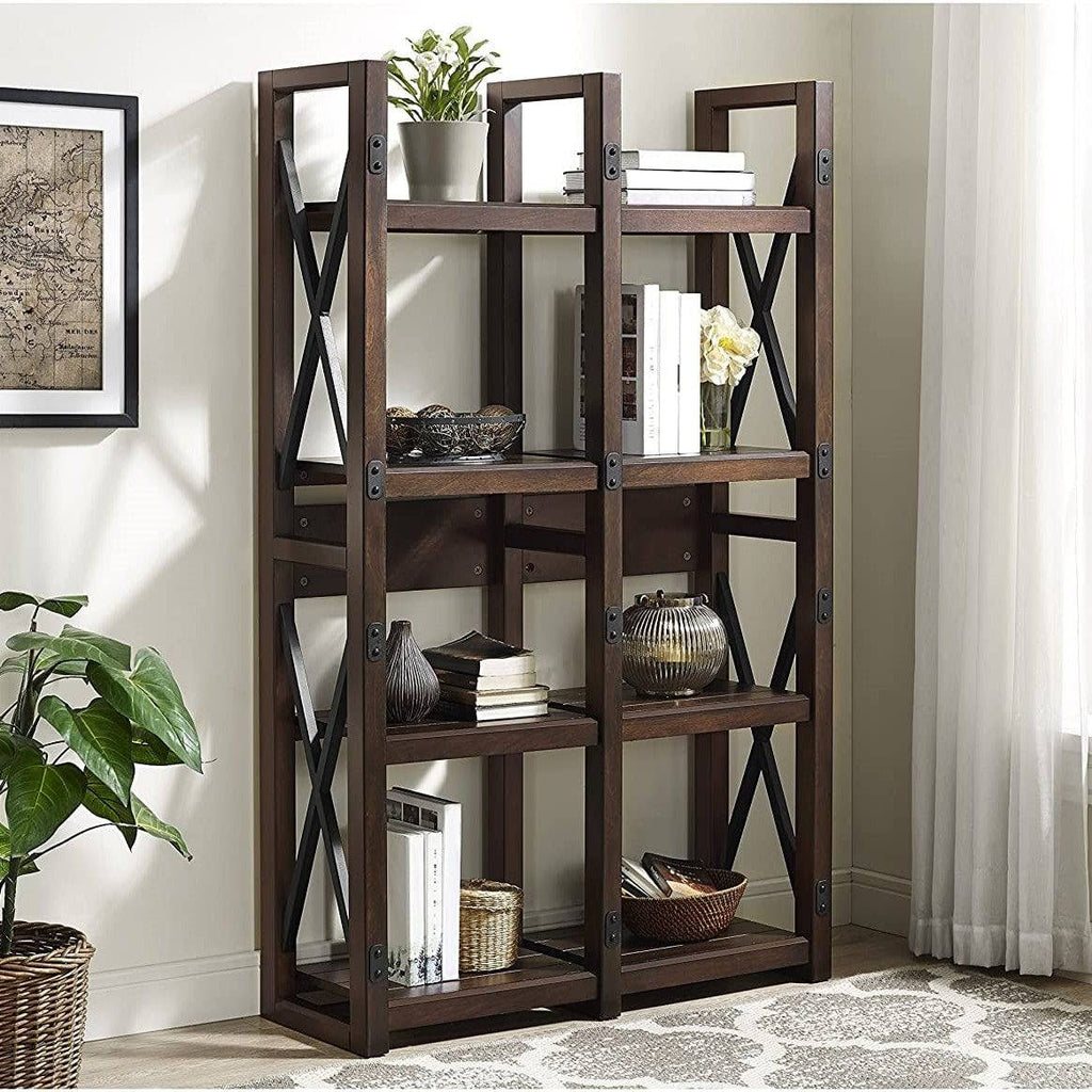 Wildwood Rustic Bookcase / Room Divider in Espresso by Dorel - Price Crash Furniture